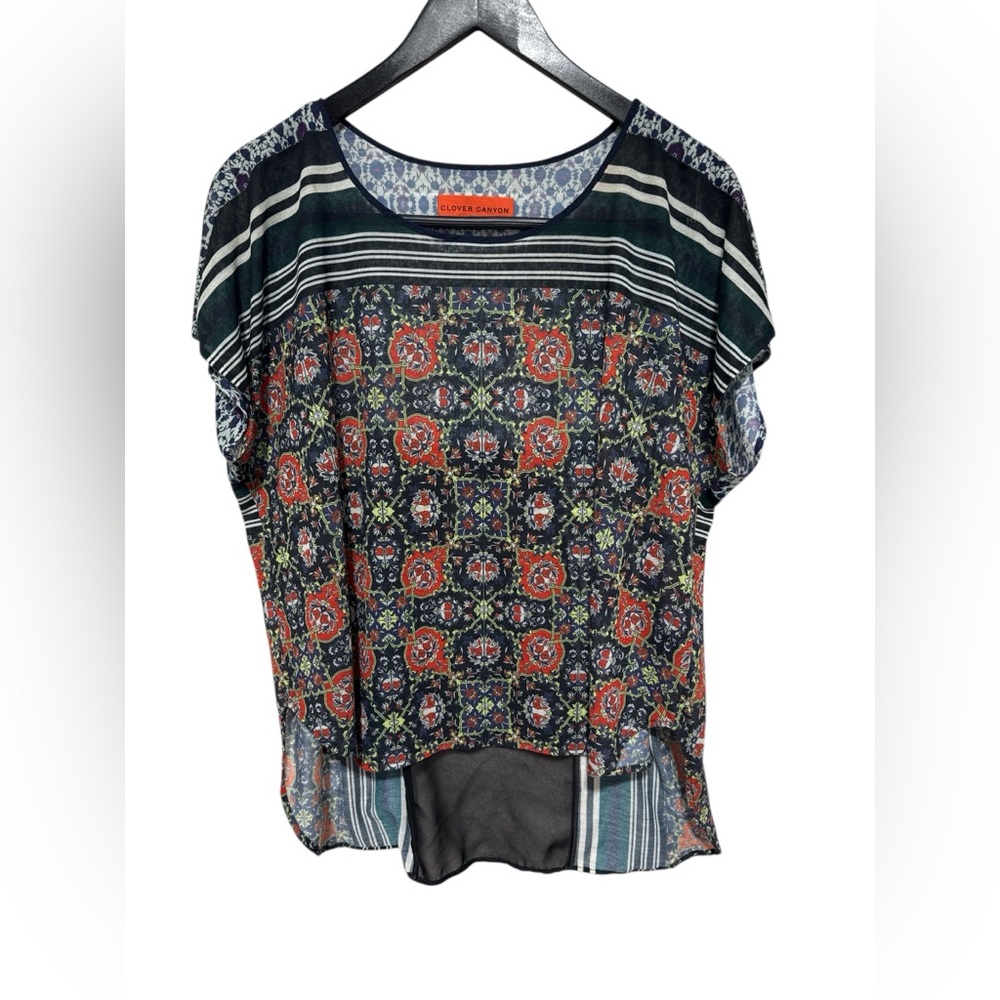 Clover Canyon Women's High Low Multicolor Patterned Blouse In Size M